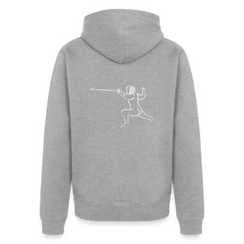 Fencing - Unisex Premium Organic Zip Hoodie - heather grey - Back - Nico (187cm)