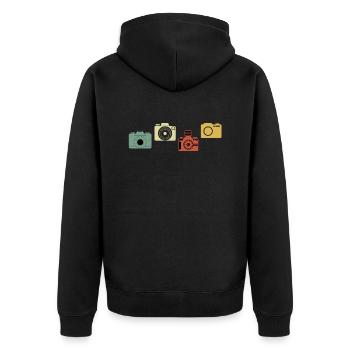 Vintage-Retro-Kamera - Unisex Premium Bio Zip Hoodie - Schwarz - Hinten - Nico (187cm)