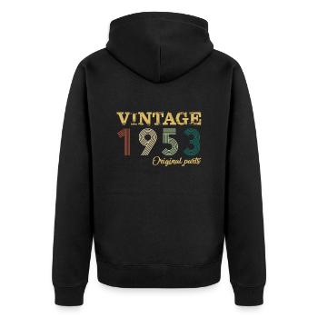 Vintage 1953 pièces d’origine année de naissance anniversaire - Veste à capuche bio Premium Unisexe - noir - Dos - Nico (187cm)