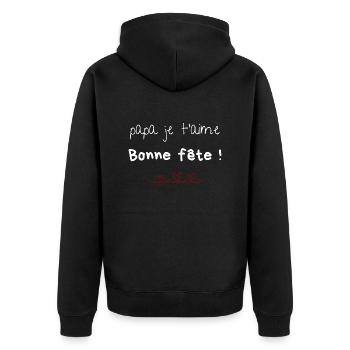 Papa Ich liebe dich Alles Gute zum Vatertag Geschenkparty - Unisex Premium Bio Zip Hoodie - Schwarz - Hinten - Nico (187cm)