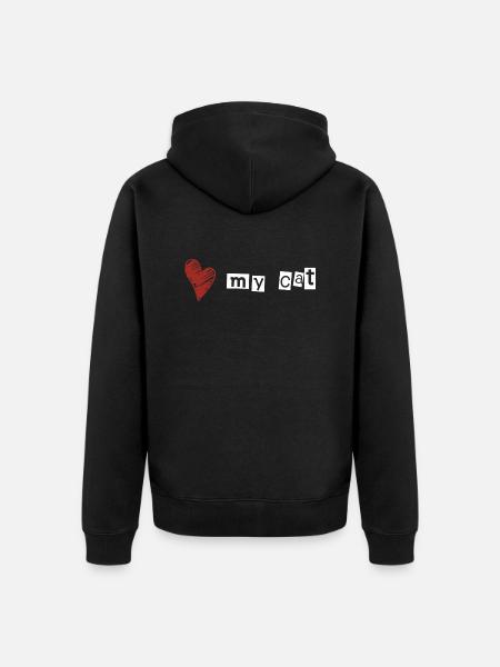 Love my cat - Unisex Premium Organic Zip Hoodie - black