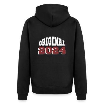 Ursprünglich: 2024 - Unisex Premium Bio Zip Hoodie - Schwarz - Hinten - Nico (187cm)