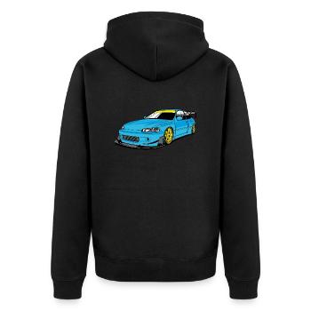 Racing car - Unisex Premium Bio Zip Hoodie - Schwarz - Hinten - Nico (187cm)
