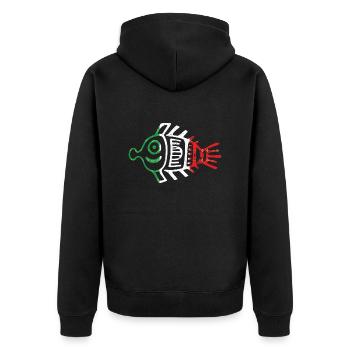 Aztekensymbol mexikanische Maya mexikanische Flagge Schuhschnabel - Unisex Premium Bio Zip Hoodie - Schwarz - Hinten - Nico (187cm)