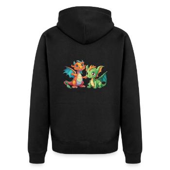 Dragon Dragon Kids Child Mythical Creature - Unisex Premium Organic Zip Hoodie - black - Back - Nico (187cm)