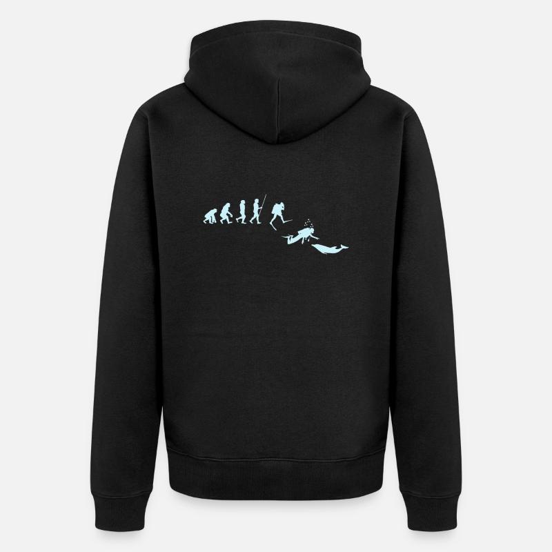 Diver Evolution Diving Dolphin - Unisex Premium Organic Zip Hoodie - black