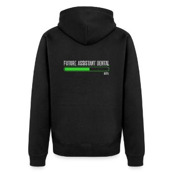 Future Vintage Retro Assistentin Zahnarztpraxis - Unisex Premium Bio Zip Hoodie - Schwarz - Hinten - Nico (187cm)