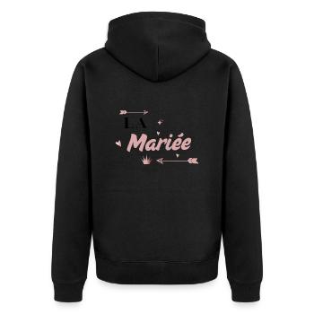 Die Braut Pink Arrow - Unisex Premium Bio Zip Hoodie - Schwarz - Hinten - Nico (187cm)