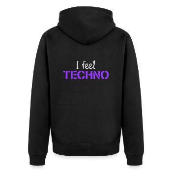 I Feel Techno I Feel Music Love Saying Party - Unisex Premium Organic Zip Hoodie - black - Back - Nico (187cm)