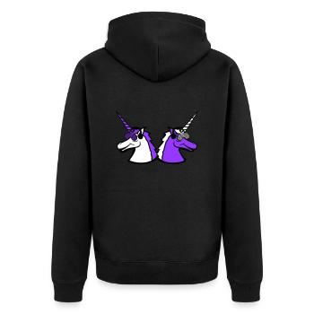 2 Coole DJ Einhörner Zwei Team Party Club Musik - Unisex Premium Bio Zip Hoodie - Schwarz - Hinten - Nico (187cm)