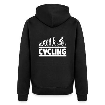 Evolution des Radfahrens Geschenk für Fahrradfan - Unisex Premium Bio Zip Hoodie - Schwarz - Hinten - Nico (187cm)