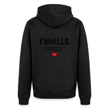 Familie, wo das Leben beginnt - Familiengeschenk - Unisex Premium Bio Zip Hoodie - Schwarz - Hinten - Nico (187cm)