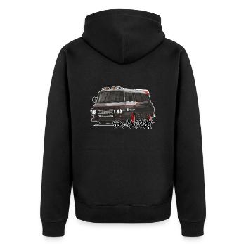 Barkas B1000 // Illustration - Unisex Premium Bio Zip Hoodie - Schwarz - Hinten - Nico (187cm)