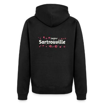 Sartrouville - Unisex Premium Bio Zip Hoodie - Schwarz - Hinten - Nico (187cm)