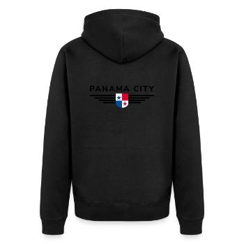 Conception de t-shirt Panama City - Veste à capuche bio Premium Unisexe - noir - Dos - Nico (187cm)