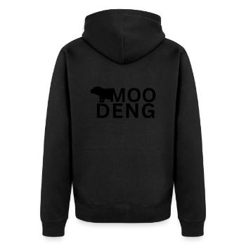 Moo Deng Hippo - Unisex Premium Organic Zip Hoodie - black - Back - Nico (187cm)