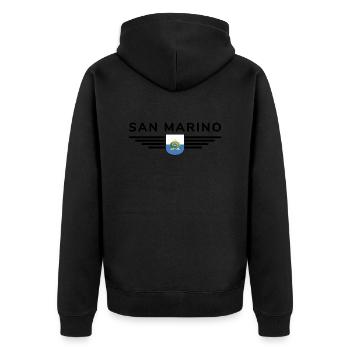 I Love San Marino, T-shirt design de style élégance - Veste à capuche bio Premium Unisexe - noir - Dos - Nico (187cm)