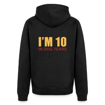 I'm 10 In Dog Years Tees | Funny 70th Birthday - Veste à capuche bio Premium Unisexe - noir - Dos - Nico (187cm)