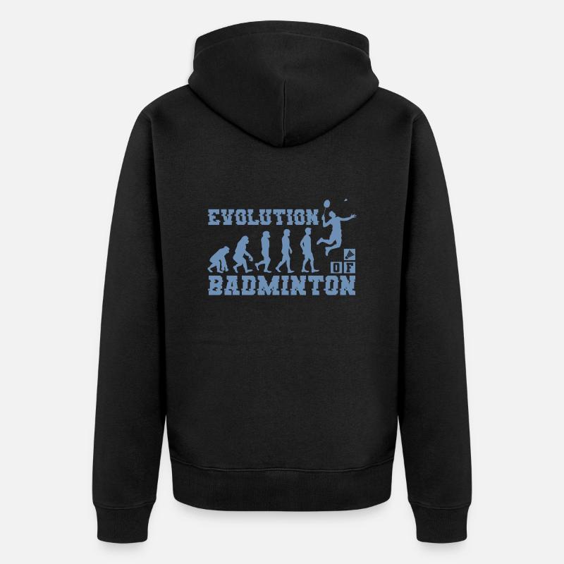Badminton Evolution Silhouette - Unisex Premium Bio Zip Hoodie - Schwarz