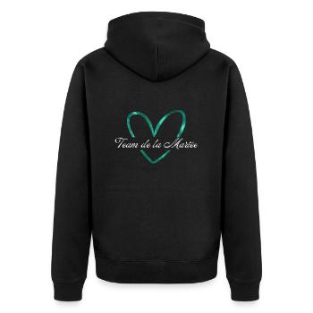 Brautteam Glitzer Grünes Herz - Unisex Premium Bio Zip Hoodie - Schwarz - Hinten - Nico (187cm)
