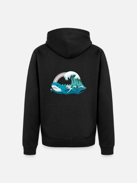 Pride Blahaj Pastel Rainbow - Unisex Premium Organic Zip Hoodie - black