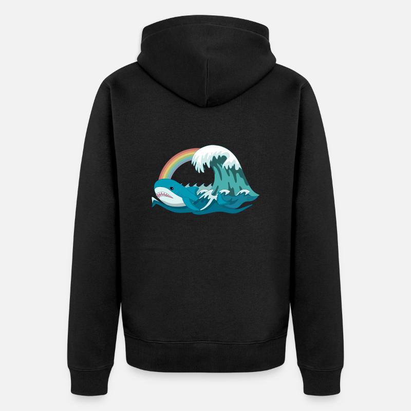 Pride Blahaj avec arc-en-ciel - Veste à capuche bio Premium Unisexe - noir