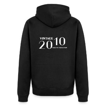 Vintage 2010 aged to perfection - Unisex Premium Organic Zip Hoodie - black - Back - Nico (187cm)