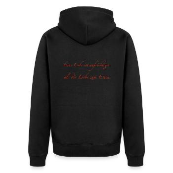keine Liebe - Unisex Premium Bio Zip Hoodie - Schwarz - Hinten - Nico (187cm)