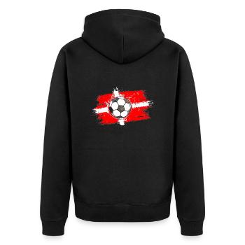 Football Denmark (Denmark) 02 - Unisex Premium Organic Zip Hoodie - black - Back - Nico (187cm)
