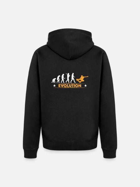 Skateboard Evolution - orange/weiss - Unisex Premium Organic Zip Hoodie - black