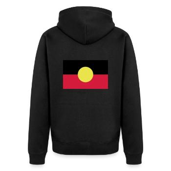 Fahne Flagge Aborigines - Unisex Premium Bio Zip Hoodie - Schwarz - Hinten - Nico (187cm)