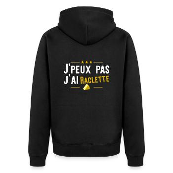 j'ai raclette t-shirt humour fromage - Veste à capuche bio Premium Unisexe - noir - Dos - Nico (187cm)