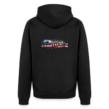 KL_linedance68 T-Shirt - Unisex Premium Bio Zip Hoodie - Schwarz - Hinten - Nico (187cm)