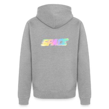 Space - Unisex Premium Bio Zip Hoodie - Grau meliert - Hinten - Nico (187cm)