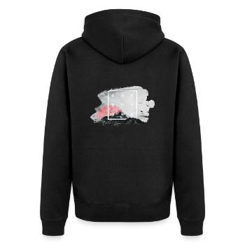 Adventure - Unisex Premium Bio Zip Hoodie - Schwarz - Hinten - Nico (187cm)
