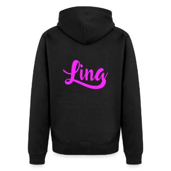 Lina - Unisex Premium Bio Zip Hoodie - Schwarz - Hinten - Nico (187cm)