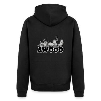 Awooo Lazy Feral - Unisex Premium Organic Zip Hoodie - black - Back - Nico (187cm)