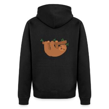 sloth - Unisex Premium Organic Zip Hoodie - black - Back - Nico (187cm)