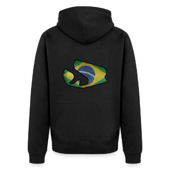 Brazil Circuit with Flag - Unisex Premium Organic Zip Hoodie - black - Back - Nico (187cm)