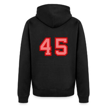 Coole Retro Retrostyle Jersey Nummer Rückennummer - Unisex Premium Bio Zip Hoodie - Schwarz - Hinten - Nico (187cm)
