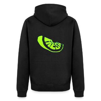 Frische frische süße Natur kühle Sommerfrüchte - Unisex Premium Bio Zip Hoodie - Schwarz - Hinten - Nico (187cm)