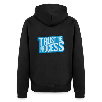 trust the process Quote - Unisex Premium Organic Zip Hoodie - black - Back - Nico (187cm)