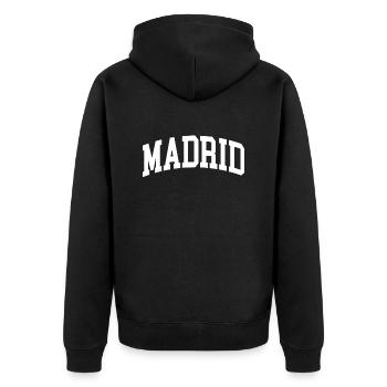 madrid - Unisex Premium Bio Zip Hoodie - Schwarz - Hinten - Nico (187cm)