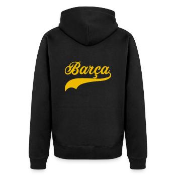 barca swoosh vintage - Veste à capuche bio Premium Unisexe - noir - Dos - Nico (187cm)