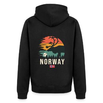 Norway Norway Cool Gift - Unisex Premium Organic Zip Hoodie - black - Back - Nico (187cm)
