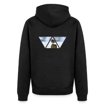 Vogel Dreieck Natur Schnee Winter Geschenk - Unisex Premium Bio Zip Hoodie - Schwarz - Hinten - Nico (187cm)