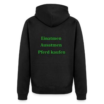 Pferd kaufen - Unisex Premium Bio Zip Hoodie - Schwarz - Hinten - Nico (187cm)