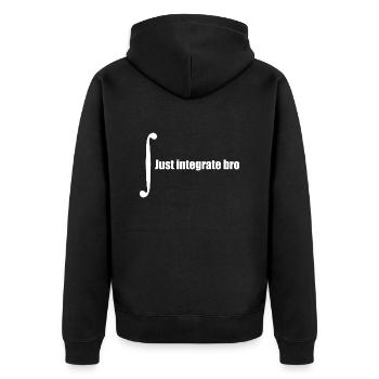 Just integrate bro, Integral lösen - Unisex Premium Bio Zip Hoodie - Schwarz - Hinten - Nico (187cm)