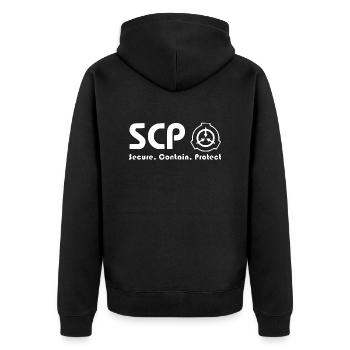Fondation SCP, sécurisé. Protéger. Contenir - Veste à capuche bio Premium Unisexe - noir - Dos - Nico (187cm)