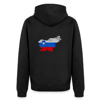 Drapeau de la Slovénie en forme de pays - Veste à capuche bio Premium Unisexe - noir - Dos - Nico (187cm)